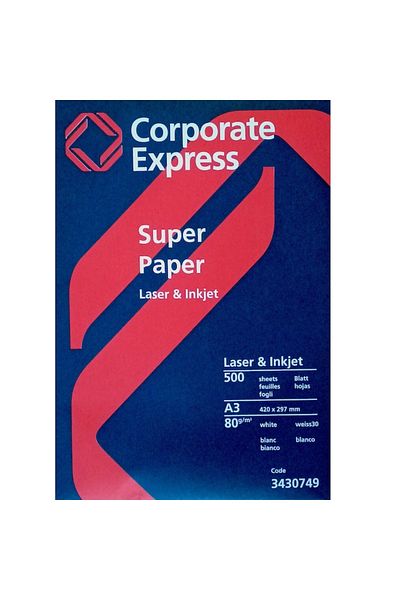Kodak White A3 Copier Paper, 80g/m², 500 Sheets/Pack, Corporate Express Super, Laser and Inkjet