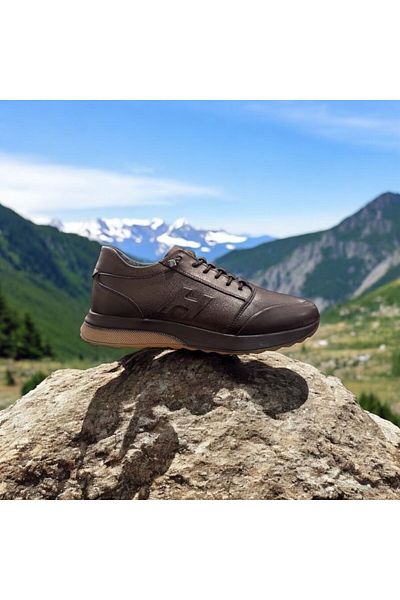 Greyybull Shoes Кафяви кожени мъжки спортни обувки