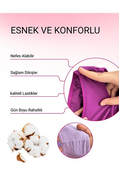 ALYA UNDERWEAR مجموعة من 5 سراويل داخلية نسائية قطنية ملونة - فوشيا، أرجواني، وردي مجفف، سلمون، إكرو