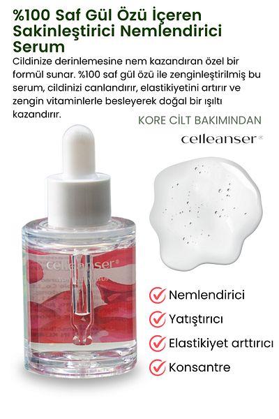 celleanser Moisturizing, Revitalizing and Nourishing Facial Serum for Dry Skin with Pure Rose Extract