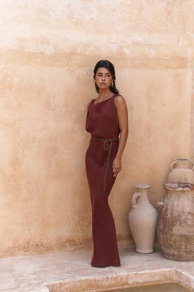 BOHEMAİ Barabla Sleeveless Long Tile Linen Dress