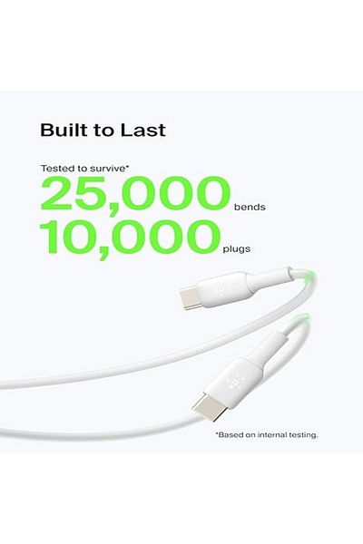 Belkin 60w Usb-c To Usb-c Cable, 1m, 2 Pcs, White Fast Safe Charging