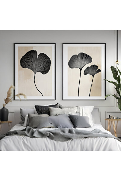 Ryta Set de 2 picturi cu rama din lemn Premium Flora Minimalist
