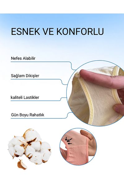 ALYA UNDERWEAR Pachet de 5 chiloți colorați din bumbac pentru femei - galben, mentă, liliac, albastru, somon