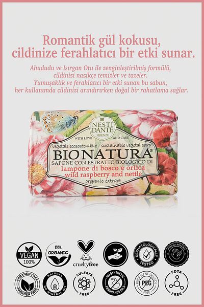 Nesti Dante Bio Natura Bush Raspberry & Netttle Solid Soap 250Gr |   Softener |   Raspberry and Nettle