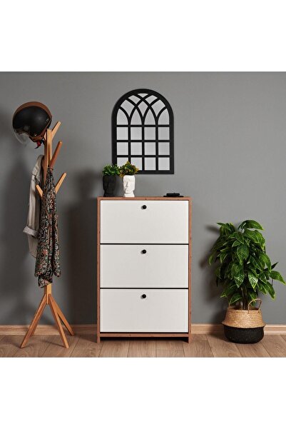 Just Home Aspendos Düşer Kapak Ayakkabılık - Atlantik Çam/beyaz