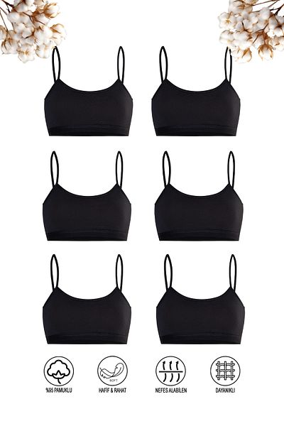 ÖZKAN underwear Özkan 42324 - Памучен гъвкав и удобен сутиен за тренировки с тънки презрамки от трикотажни трико за момичета