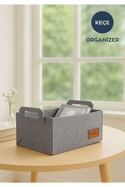 HOMİNG Multipurpose Felt Organizer Basket 30 cm X 20 cm X 15 cm Hmy-6259