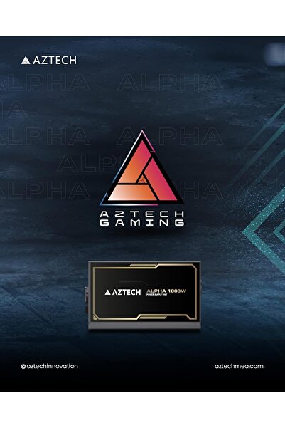 Aztech مزود طاقة Alpha 1000w 80 Plus Gold Psu متوافق مع Atx 3.1 وPcie 5.1، مزود طاقة معياري بالكامل، فائق الهدوء للألعاب