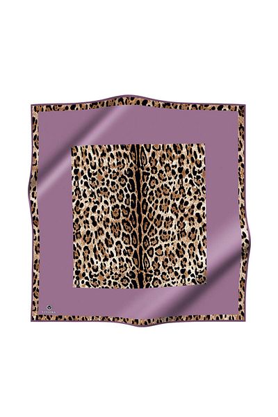 Vissona 100% Twill Silk Leopard Pattern Ξύδι Χρώμα 90x90 Φουλάρι Σχήμα Ραπτικής: Ράψιμο στο χέρι