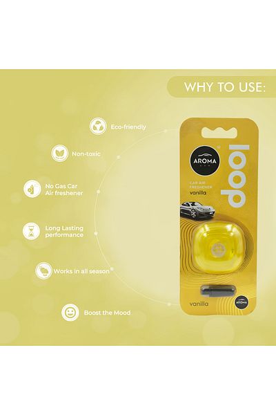 Generic Aroma Loop Car Air Freshener Vanilla Long Lasting, Non-toxic Gel Fragrance For Car And Home