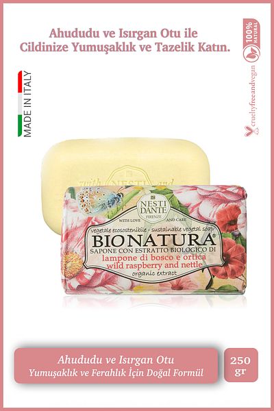 Nesti Dante Bio Natura Bush Raspberry & Netttle Solid Soap 250Gr |   Softener |   Raspberry and Nettle