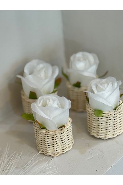 Maison Avf Set of 4 Rattan Coffee Side Rose Presentation