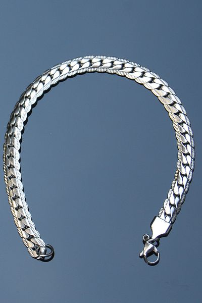 Rua Jewelry Steel Gourmet Crush Pattern Bracelet 7 mm Silver Color |   Non-Blackening, Unisex, 2 Years Warranty