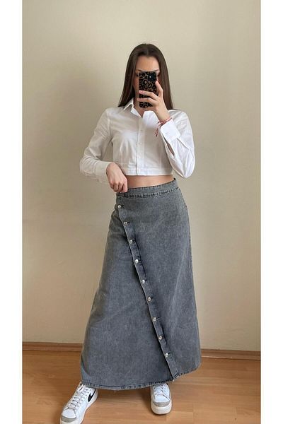 pass&pass 6001 Skirt Front Button Cross)