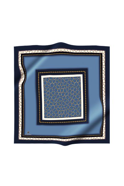 Vissona 100% Twill Silk Gold Ring Pattern Indigo - Σχήμα φούσκα 90x90 σε μπλε ναυτικό χρώμα Τοποθέτηση: Ράψιμο στο χέρι