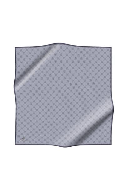 Vissona 100% Twill Silk Monogram με μοτίβο γκρι χρώμα 90x90 Σχήμα ραπτικής κασκόλ: Ράψιμο στο χέρι