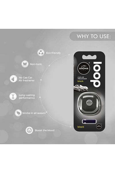 Generic Aroma Loop Car Air Freshener Black Long Lasting, Non-toxic Gel Fragrance For Car And Home