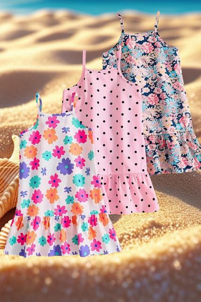 Fox Moda 3-Piece Dress Summer Girl's Summer Dress with Rope Strap