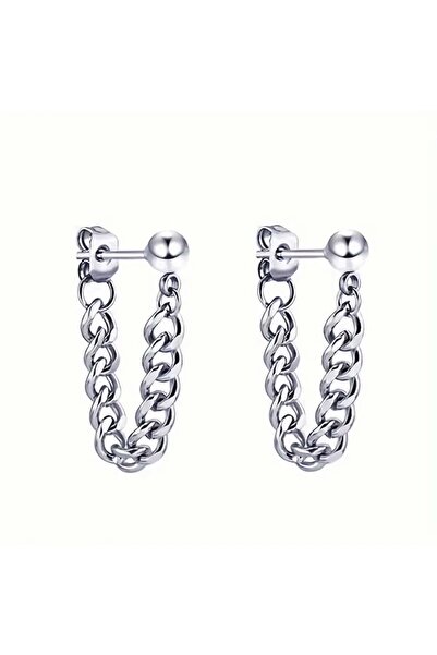 ACAR TAKI Men's Steel Chain ​​Earrings-Silver Color Acr5495