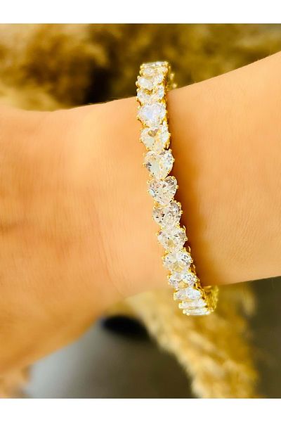 ACAR TAKI Flexible Water Way Steel Bracelet with Heart-Gold Color Acr5071