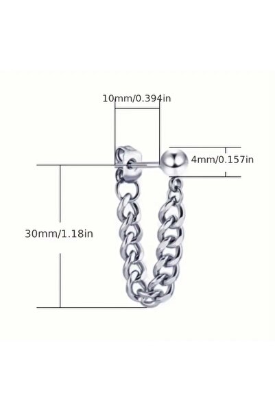 ACAR TAKI Men's Steel Chain ​​Earrings-Silver Color Acr5495