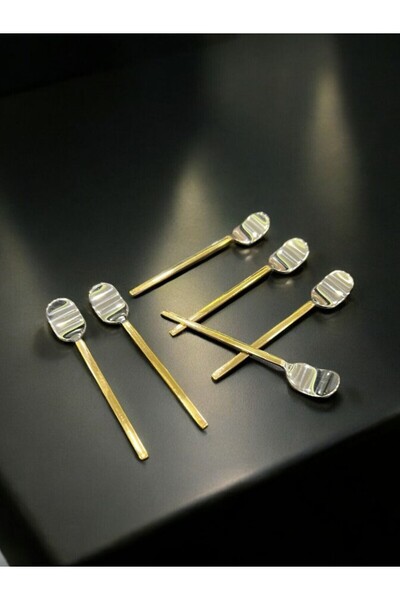 Tiamo Amor Set of 12 Stainless Steel and Gold Plated - Teaspoon Handle Gold
