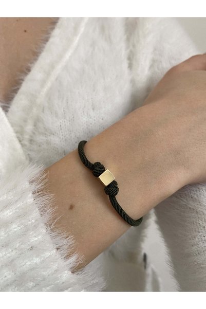 Amoure Gold 14 Ayar Altın Küplü Unisex Ipli Bileklik