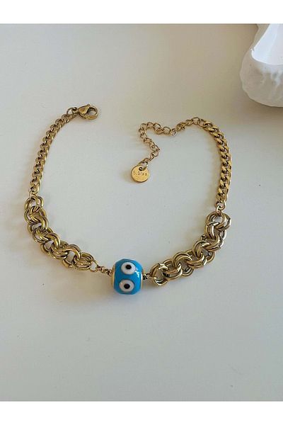 ACAR TAKI Blue Minelli Steel Chain ​​Bracelet 17+5 Cm-Gold Acr5449