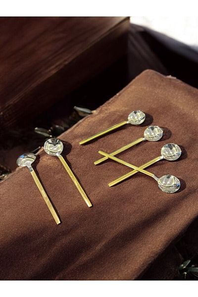 Tiamo Rio 12-Piece Handle Gold Teaspoon Set