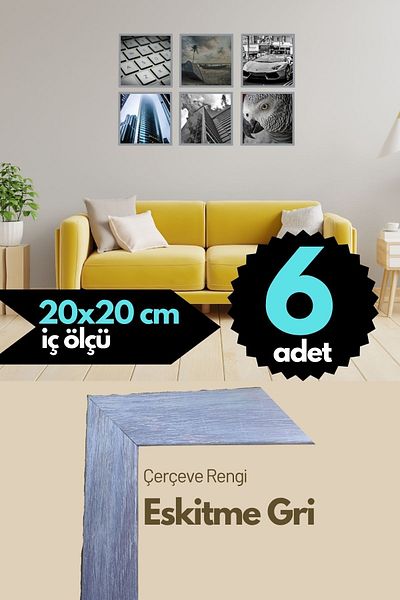 AtlasSG 21mm 6-Piece Frame Set 20X20 cm 6 Pieces Photo Picture Frame Wall Hanging Shatterproof Pvc