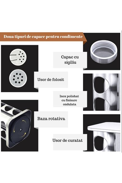 LEAXOR Set of 16 Spice Containers with Rotating Stand, ®, Stainless Steel, Silver