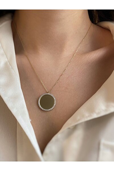 Amoure Gold 14 Ayar Altın Plaka Kolye