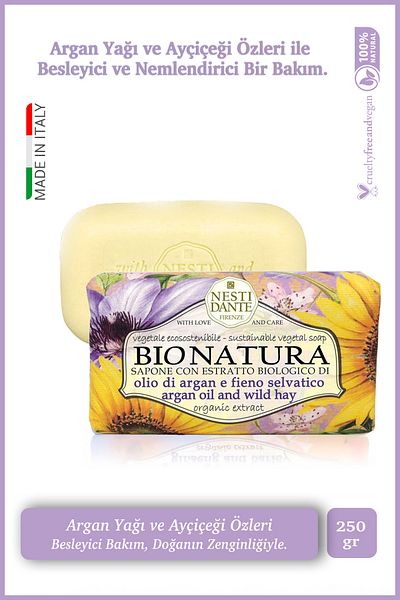 Nesti Dante Bio Natura 250Gr Argan Dead and Sunflower Soap - Nourishing