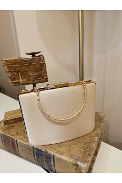 NAZART Women's Satin Nude Gold Evening Dress Portfolio Bag with Accessories