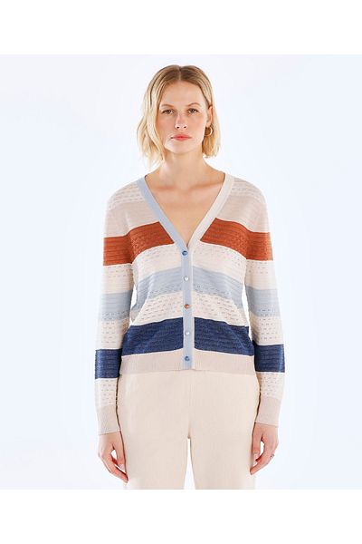 Yargıcı V-Neck Color Blocked Cardigan