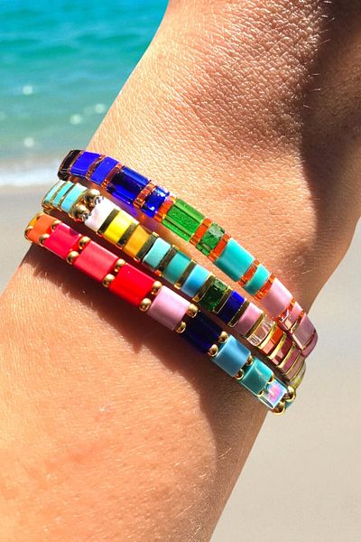 NAZLI TAKILAR Set of 3 Tila Bracelets in Vibrant Colors''Summer Beauty''