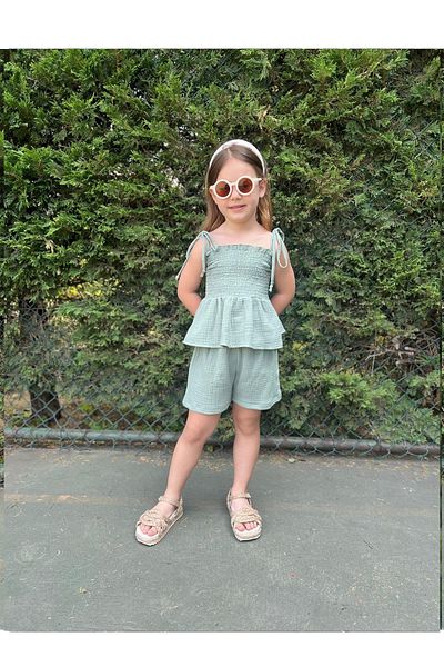 My Kids Wear Girl's Suit with Muslin Fabric Shorts