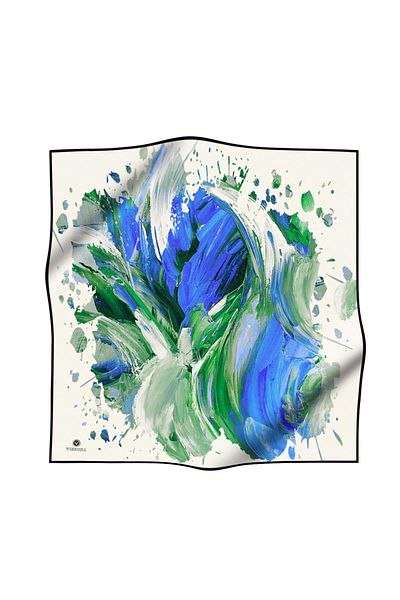 Vissona 100% Twill Silk Brush Μοτίβο Σακάκι - Σμαραγδένιο Πράσινο Χρώμα 90x90 Σχήμα Φύλλου Φύλλου: Ράψιμο στο χέρι