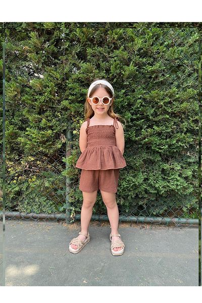 My Kids Wear Girl's Suit with Muslin Fabric Shorts
