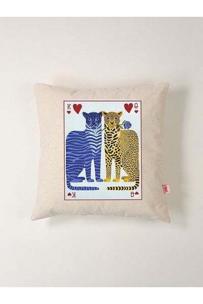 Galia Tasarım Spade Fly Leopard Linen Print Throw Pillow Pillow Case