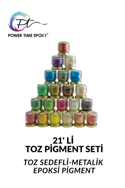 POWER TIME EPOXY 21'li Toz Sedefli Epoksi Pigment Boya Seti Avantaj Power Tim...
