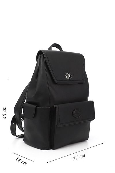 GÖNDERİ(R) BLACK Heart Platinum Genuine Leather Large Size Women's Backpack B3484