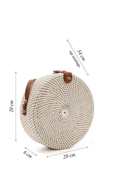GÖNDERİ(R) Women / Girls Beige Straw Braided Long Strap Shoulder Bag