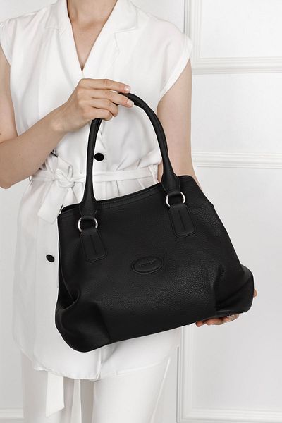 GÖNDERİ(R) Women's Black Floater Genuine Leather Hand and Shoulder Bag