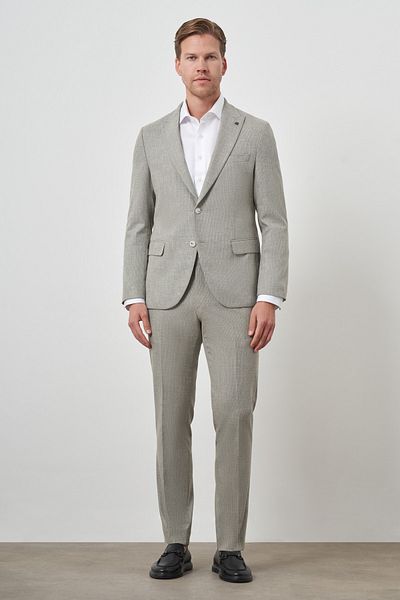 Morven Men's Green Trend Polyviscon Slim Fit Pointed Collar Suit