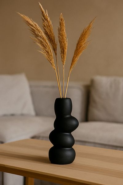 Lapida Home Decor Модерна черна ваза с камъчета | Рафт, маса, домашен декор и аксесоари