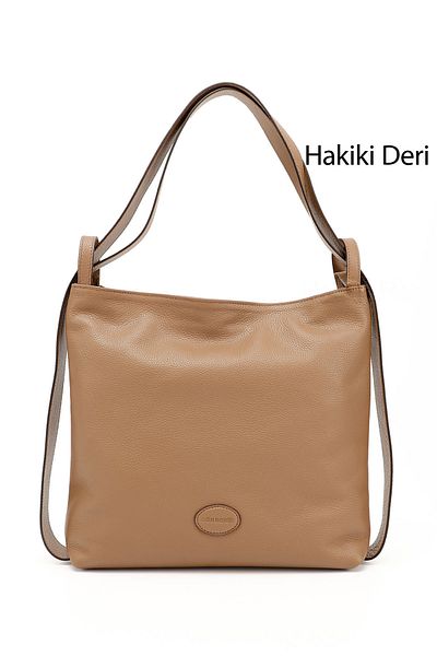 GÖNDERİ(R) TABA FLOTER Gön Platinum Genuine Leather Large Size Women's Shoulder And Backpack B7740