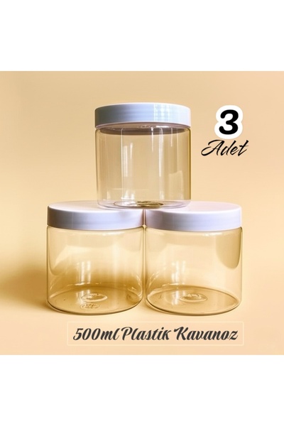 Dem Home Şeffaf Cam Görünümlü Plastik Düzenleyici 3lü Mika Kavanoz Seti Pamuk...