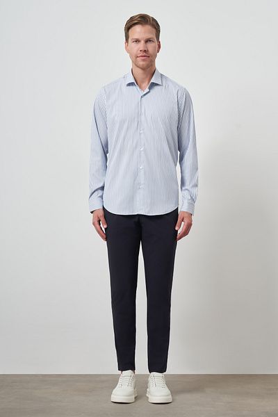 Morven Ανδρικό πουκάμισο με μοτίβο Marine Line Trend Slim Fit